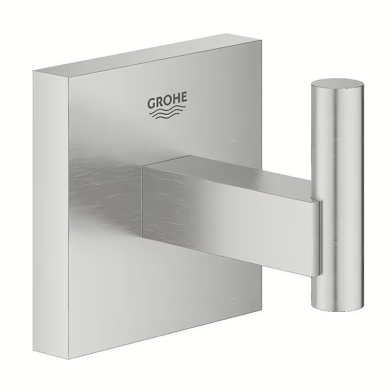 Metalinis vonios kambario kabliukas Grohe Start Cube Accessories, supersteel apdailos, su paslėptu tvirtinimu
