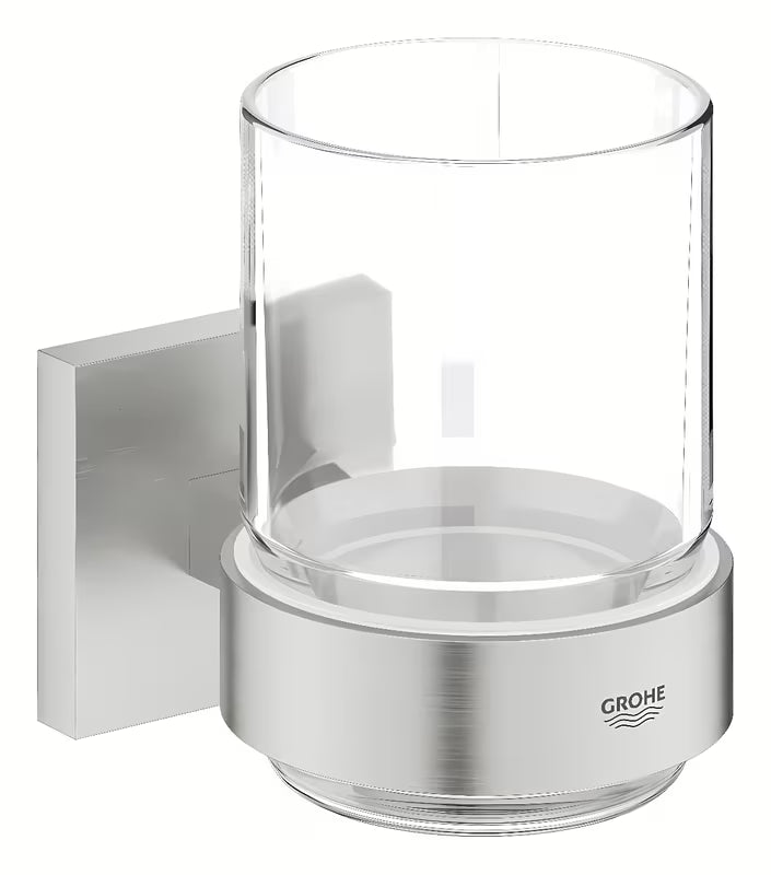 Stiklinė su laikikliu Grohe Start Cube Accessories, supersteel spalvos, su paslėptu tvirtinimu