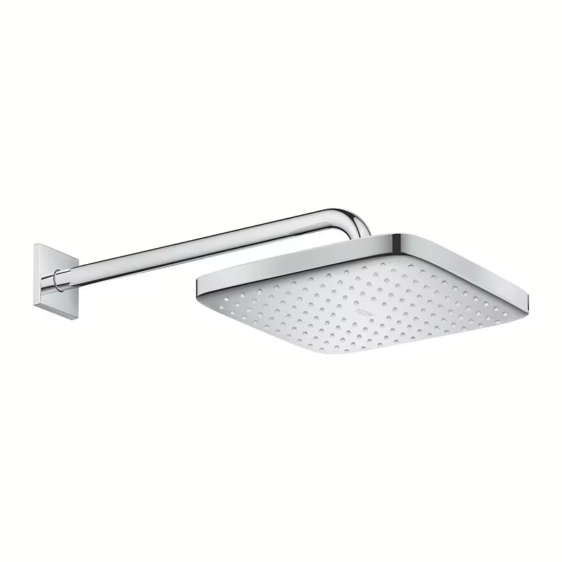 Chromo spalvos viršutinis dušas Grohe Tempesta 250 Cube su sieniniu dušo laikikliu ir Rain srove