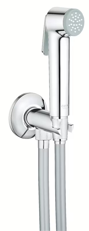 Chromo spalvos bidė dušelis Grohe Tempesta-F Trigger Spray su nuleidimo mygtuku ir žarna komplekte.
