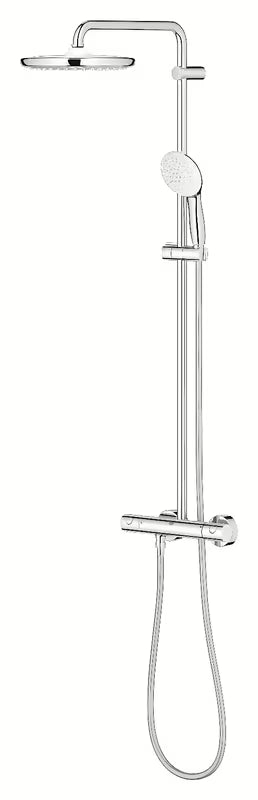 Dušo sistema Grohe Tempesta System su termostatiniu maišytuvu chromo spalvos, su viršutiniu ir rankiniu dušu