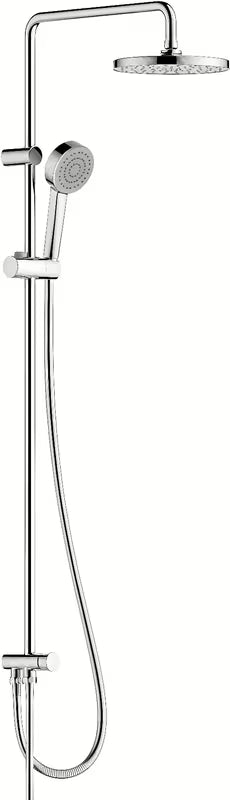 Chrominis dušo sistema Hansa Basic su rankiniu ir viršutiniu dušu, dušo stovu ir 150 cm žarna.