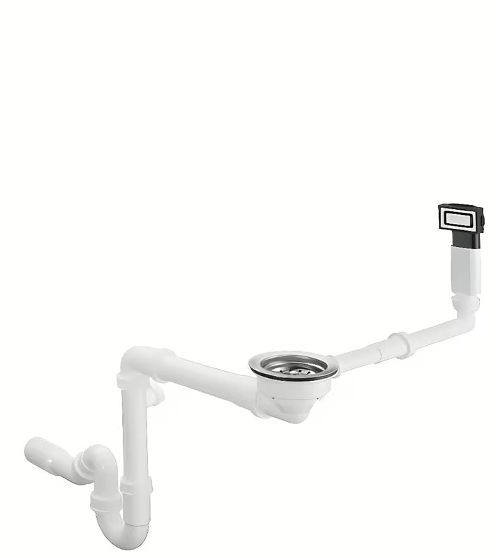 Rankinis nuotako ir persipylimo komplektas Hansgrohe D14-10 pro nerūdijančio plieno virtuvinei vieno dubens plautuvė