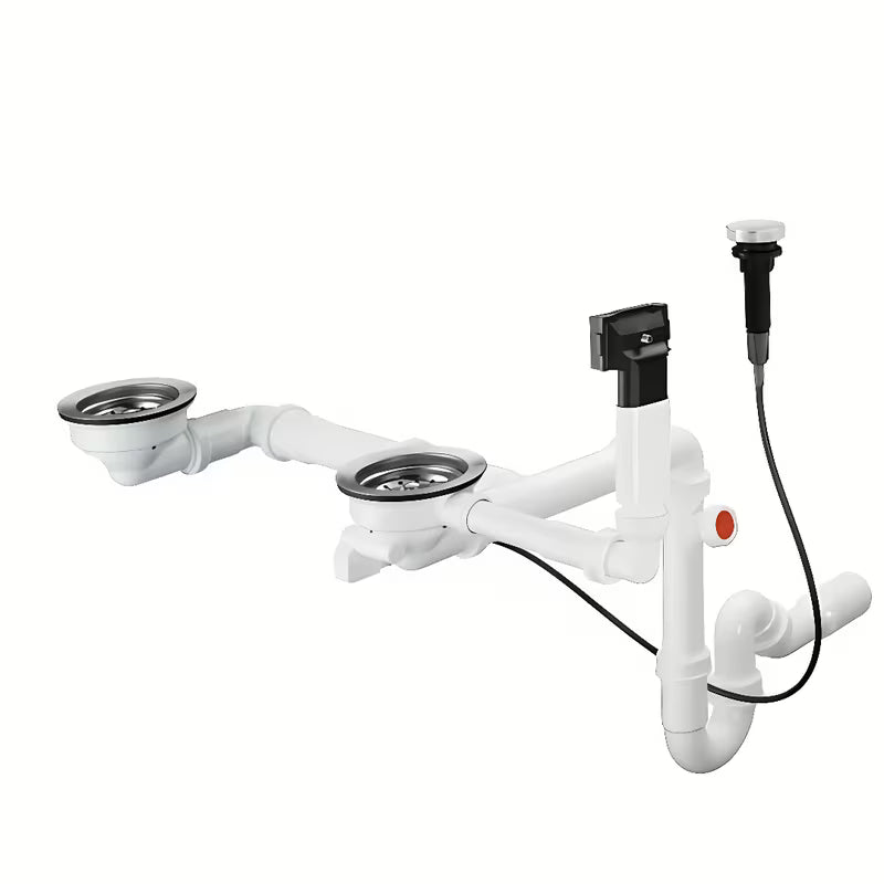 Hansgrohe D17-11 sifonas ke virtuvinei dvigubai plautuvei su automatiniu nuotaku ir stačiakampiu persipylimu, chromo spalvos