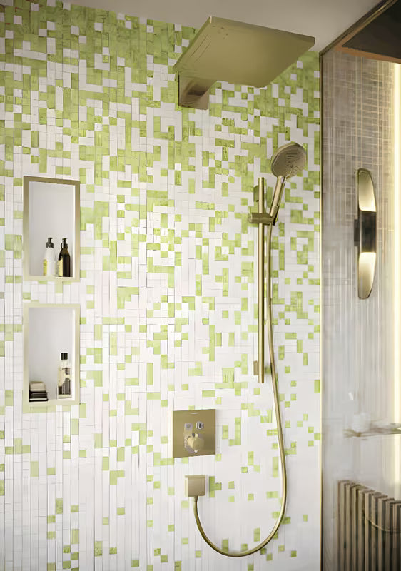 Hansgrohe addstoris stiklinės ir šepetėlių laikiklis su nepermatomu stikliniu puodeliu, šlifuoto bronzo spalvos