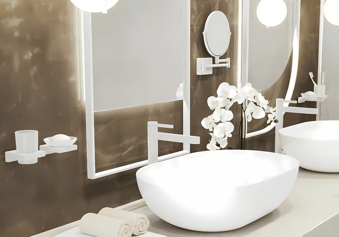 Hansgrohe addstoris stiklinės ir šepetėlių laikiklis su stikline matinės baltos spalvos