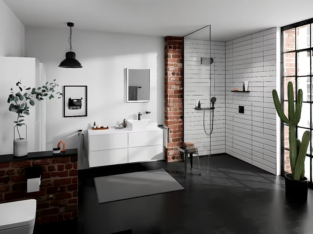 Hansgrohe addstoris dvigubas sieninis rankšluosčio laikiklis matinės juodos spalvos su paslėptu tvirtinimu.