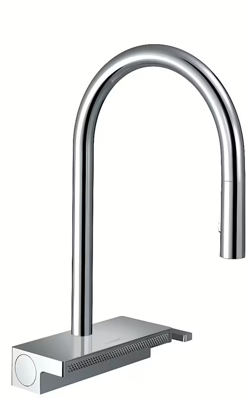 Chromuotas virtuvinis maišytuvas Hansgrohe Aquno su ištraukiamu dušeliu su Select srovės perjungimu