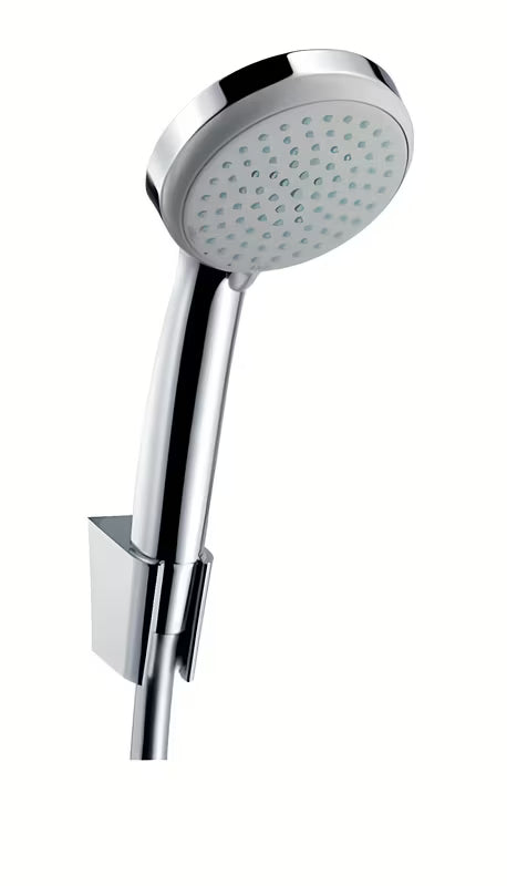 Hansgrohe Croma 100 vonios dušo komplektas chromo spalvos, su 100 mm rankiniu dušu, laikikliu ir žarna