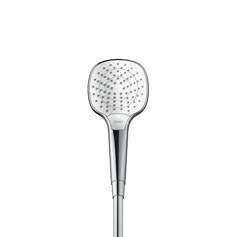 Rankinis dušelis Hansgrohe Croma Select E Vario baltos/chromo spalvos su mygtuku Select, 110 mm skersmens.