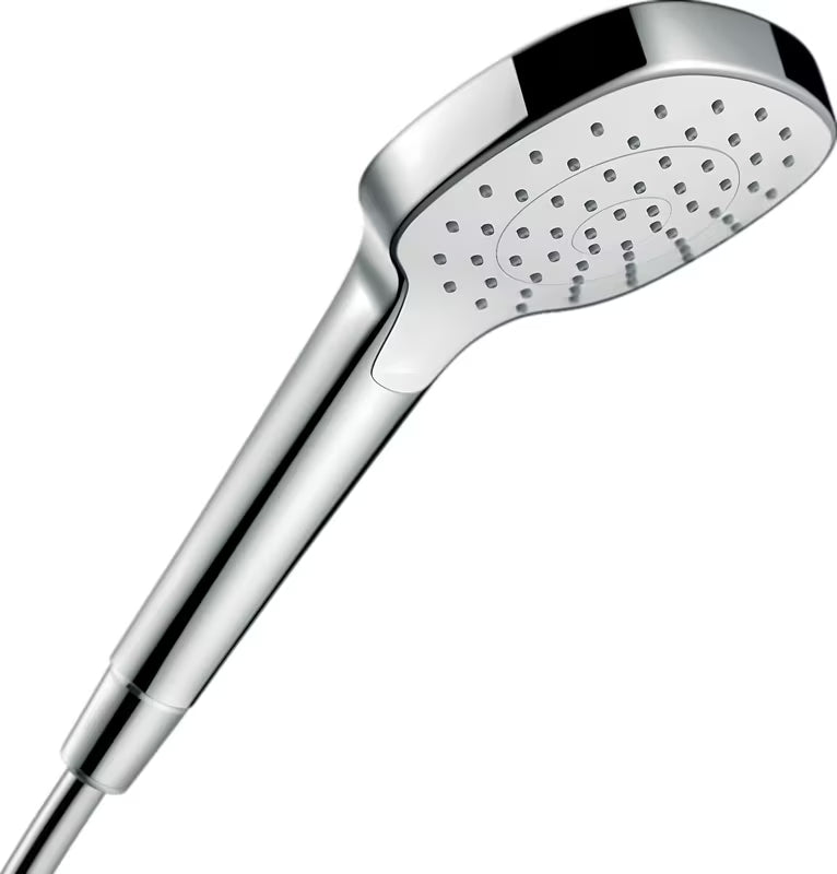 Rankinis dušo galvutė Hansgrohe Croma Select E baltos ir chromo spalvos, su Rain srove