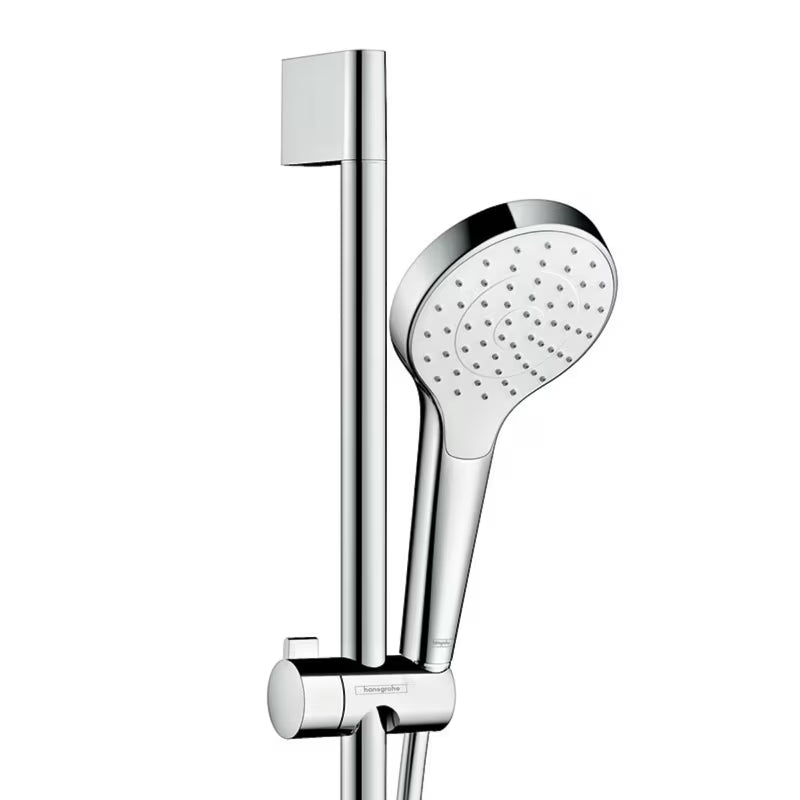 Hansgrohe Croma Select S dušo komplektas baltos ir chromo spalvos su rankiniu dušu 1jet ir dušo stovu Unica