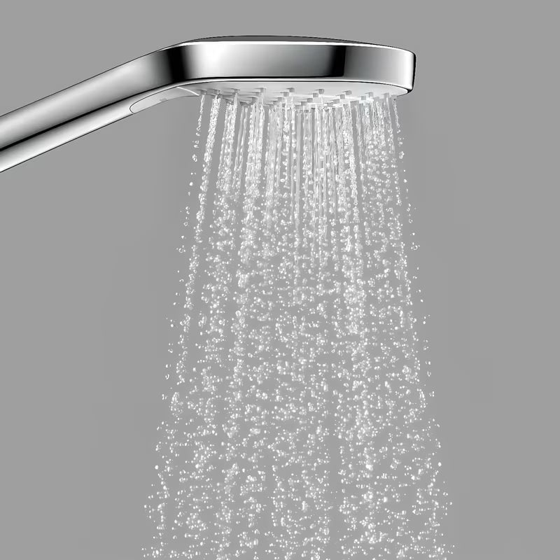 Rankinis dušas Hansgrohe Croma Select S baltos ir chromo spalvos su mygtuku Select, trijų srovių