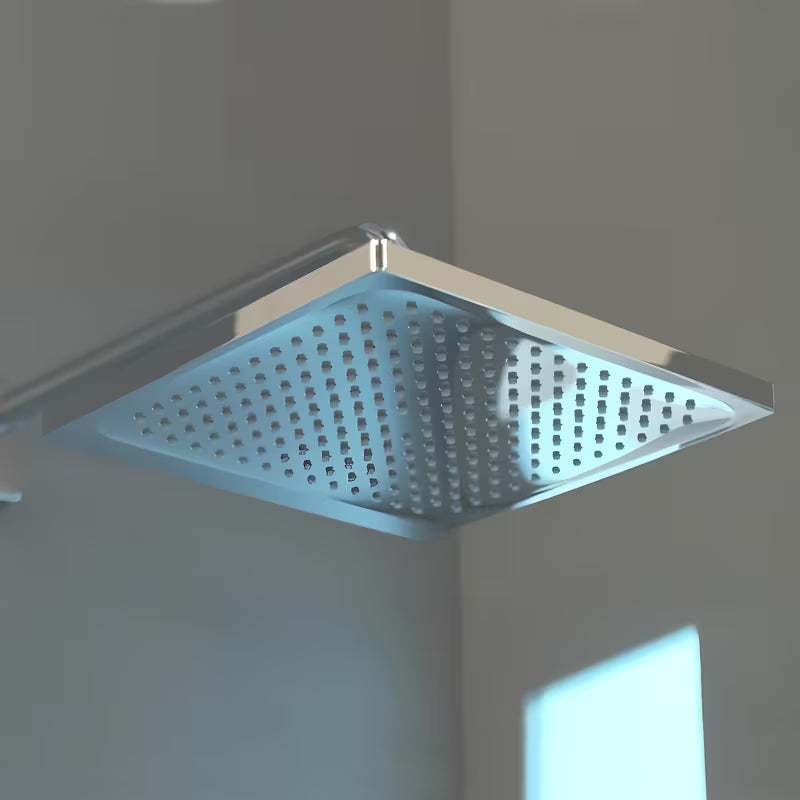 Viršutinis dušas Hansgrohe Crometta E 240, chromo spalvos, su Rain srove ir kvadratine 240 × 240 mm galvute.