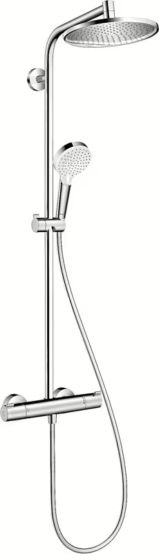 Hansgrohe Crometta S dušo sistema su termostatiniu maišytuvu chromo spalvos su 240 mm viršutiniu dušu ir rankiniu dušu