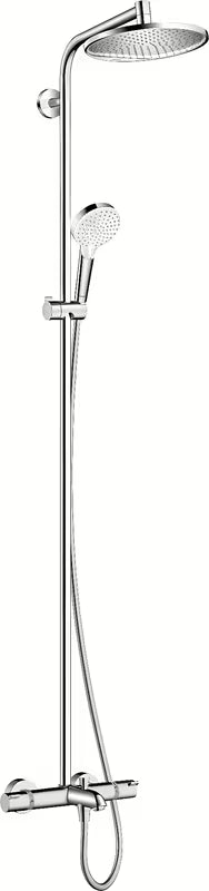 Hansgrohe Crometta S dušo sistema pro voniai su termostatu, 240 mm viršutiniu dušu ir rankiniu dušeliu, chromo spalvos