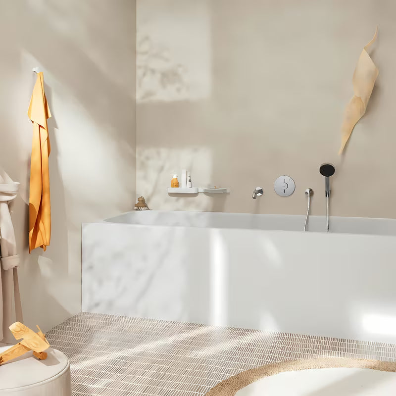 Potinkinė dušo maišytuvas hansgrohe duoturn S chromo spalvos, pro dviejų vartotojų valdymui.