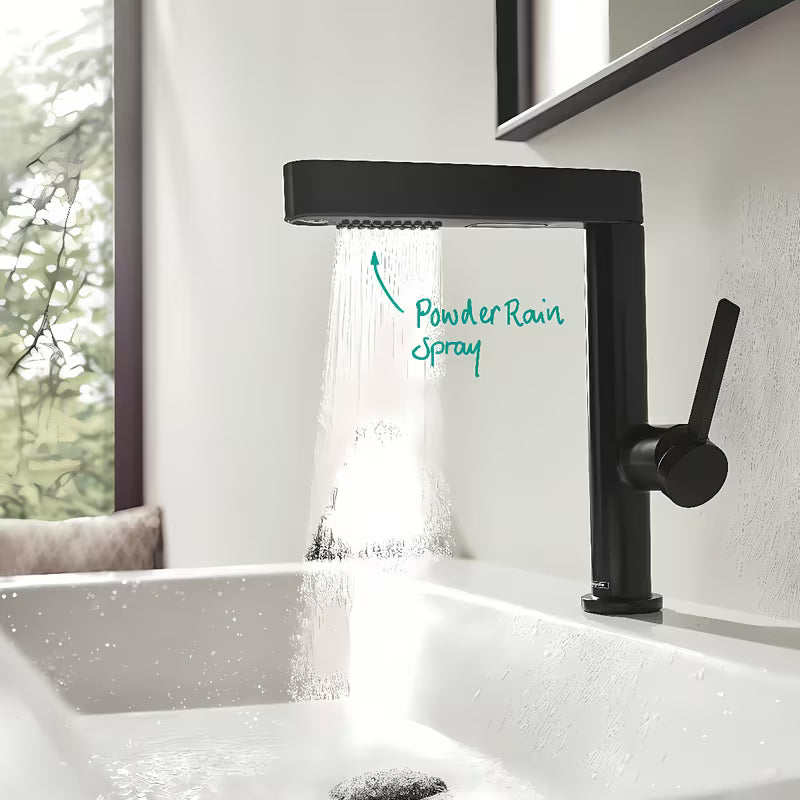 Hansgrohe Finoris praustuvo maišytuvas juodos matinės spalvos su ištraukiamu dušeliu