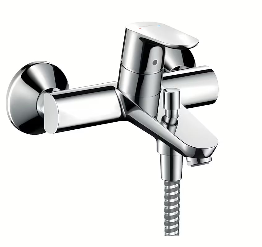 Chromuotas sieninė svirtinis vonios maišytuvas Hansgrohe Focus apvalaus dizaino