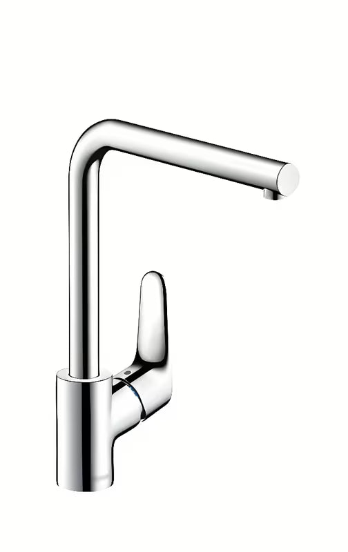 Chromuotas svirtinis virtuvinis maišytuvas Hansgrohe Focus M41 su L formos pasukamu snapu