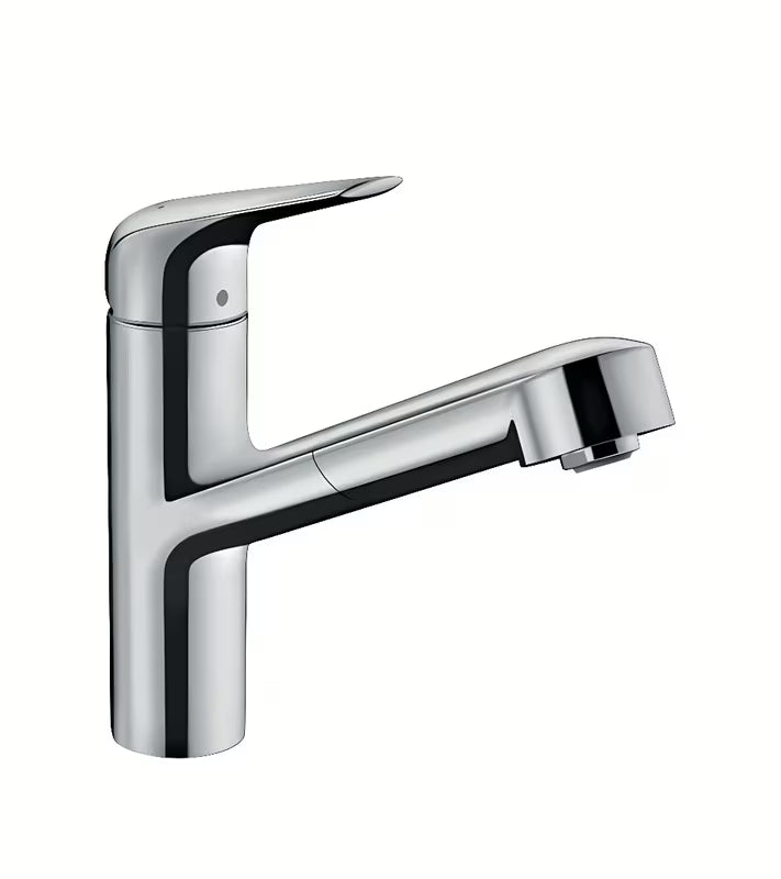 Chromuotas virtuvinis maišytuvas Hansgrohe Focus M42 su ištraukiamu snapu ir svirtiniu valdymu