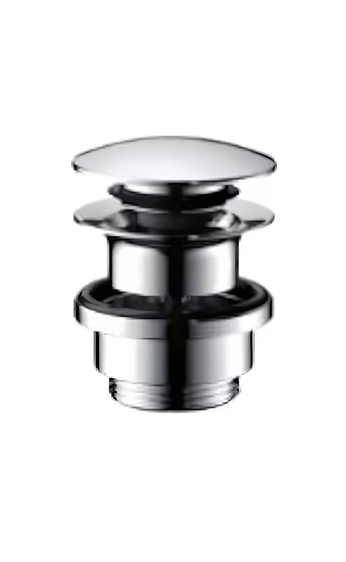 Chromo spalvos praustuvo dugno vožtuvas praustuvui Hansgrohe su Push-Open valdymu pro praustuvai su persipylimu.