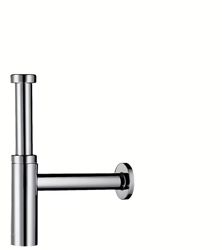 Chromo spalvos praustuvo sifonas Hansgrohe Flowstar pro elegantiškam įrengimui vonios kambaryje.