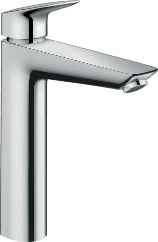 Chromo spalvos svirtinis praustuvo maišytuvas Hansgrohe Logis su praustuvo dugno vožtuvas su traukute, modernaus SoftCube dizaino.