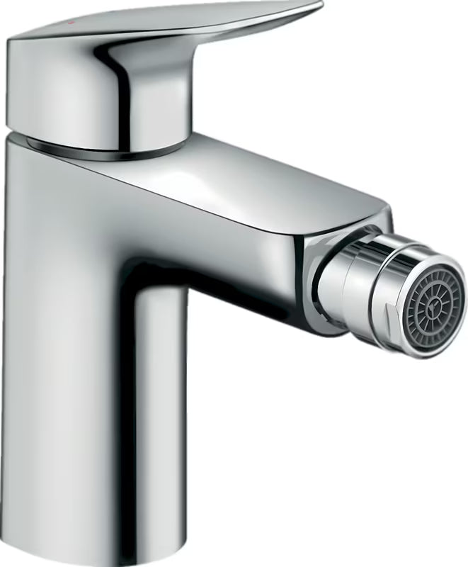 Chromuotas svirtinis bidė maišytuvas hansgrohe Logis 100 su praustuvo dugno vožtuvas ir SoftCube dizainu.