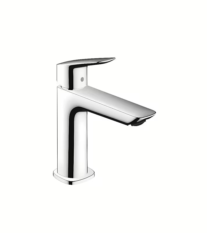 Chromuotas svirtinis praustuvo maišytuvas hansgrohe Logis Fine su push-open dugno vožtuvu