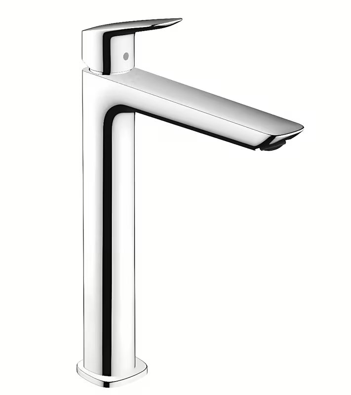 Aukšta chromuotas praustuvo maišytuvas hansgrohe Logis Fine su svirtiniu valdymu ir dugno vožtuvu su trauke