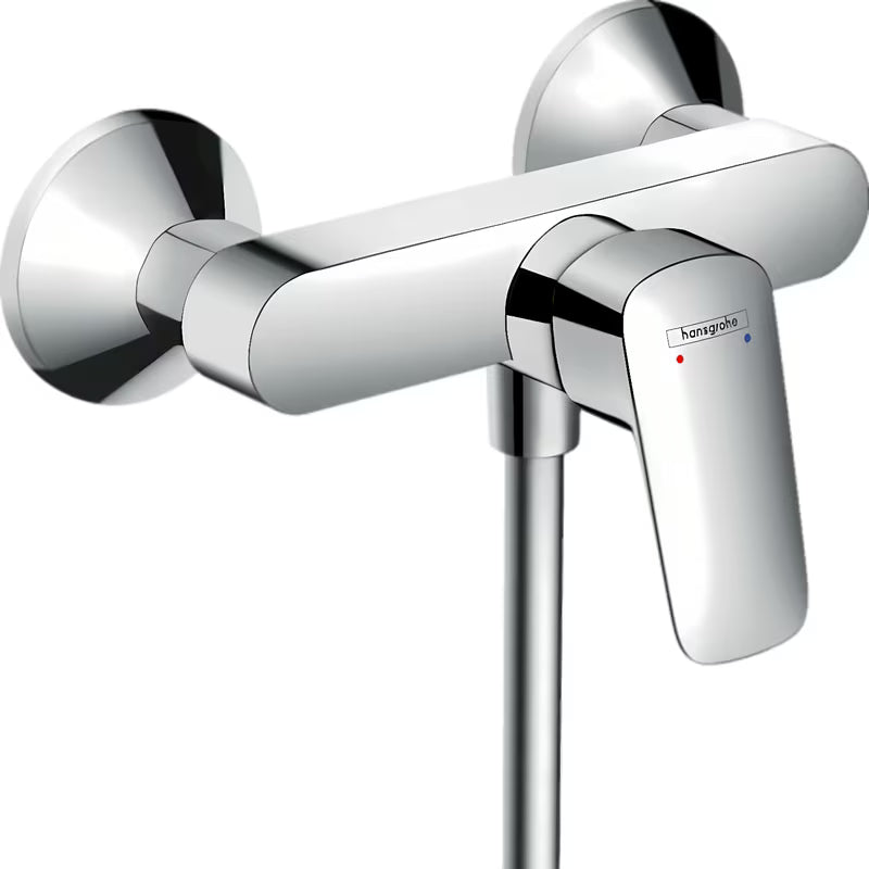Sieninė svirtinis dušo maišytuvas hansgrohe Logis, chrome pro, prijungimas dušo galvutės.