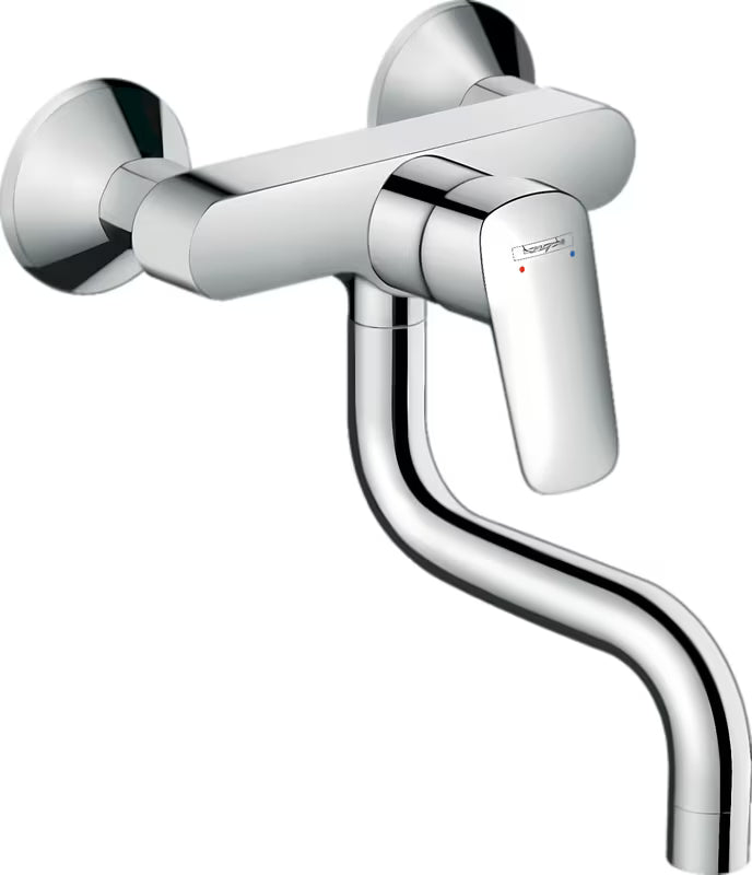 Hansgrohe Logis M31 sieninė svirtinis virtuvinis maišytuvas chromo spalvos su pasukamu snapu