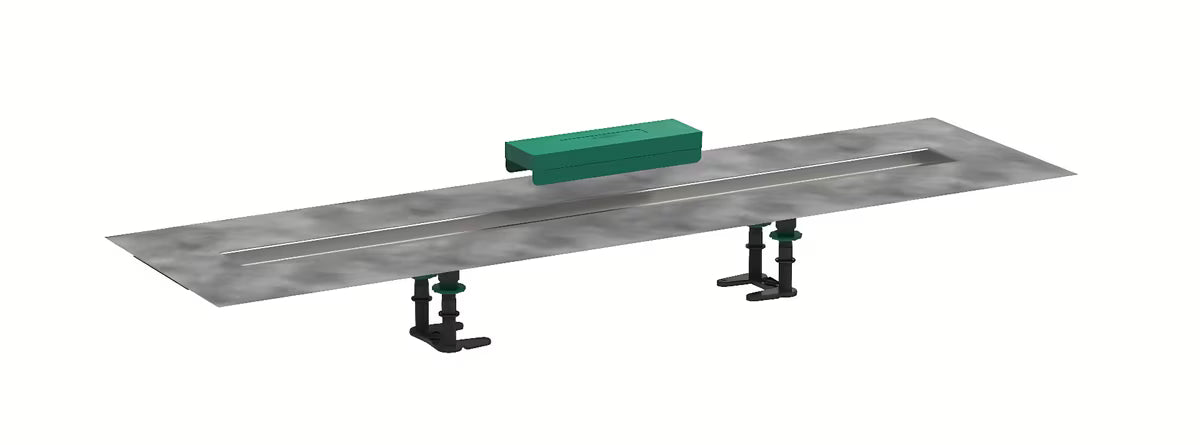 Hansgrohe RainDrain montavimo rinkinys pro dušo latakai su nerūdijančiojo plieno lataku su nuolydžiu ir sandarinimo membrana.