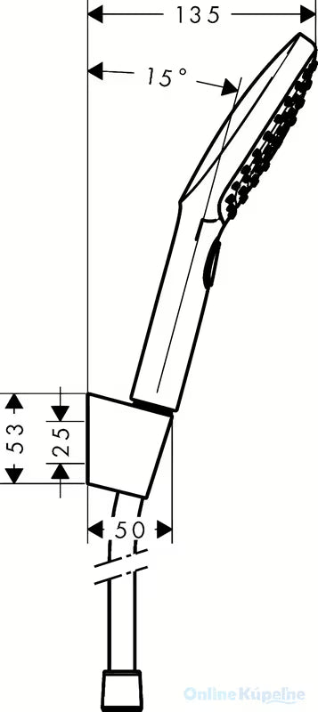Hansgrohe Raindance Select E vonios maišytuvas chromo spalvos su 120 mm rankiniu dušeliu, laikikliu ir 1,60 m žarna