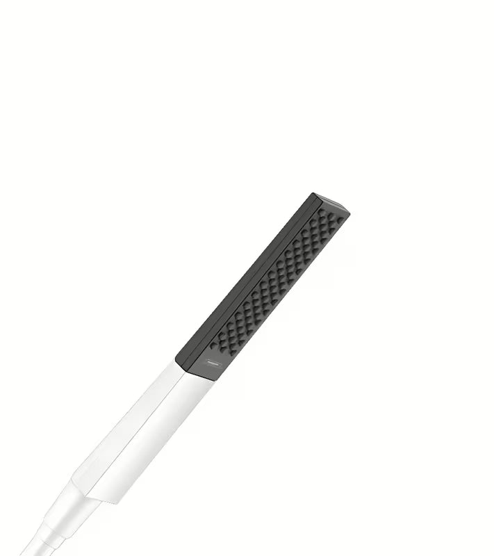 Lazdelinis rankinis dušelis hansgrohe Rainfinity 100 1jet, matinės baltos spalvos, su PowderRain srove