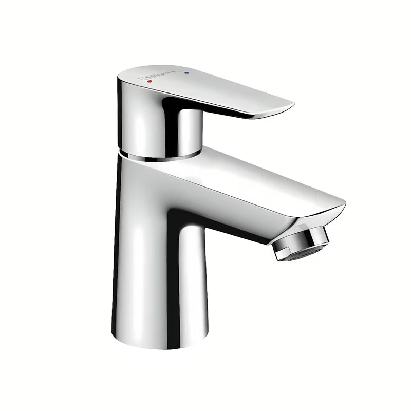 Chromo spalvos svirtinis praustuvo maišytuvas Hansgrohe Talis E 80 su praustuvo dugno vožtuvas ir trauke