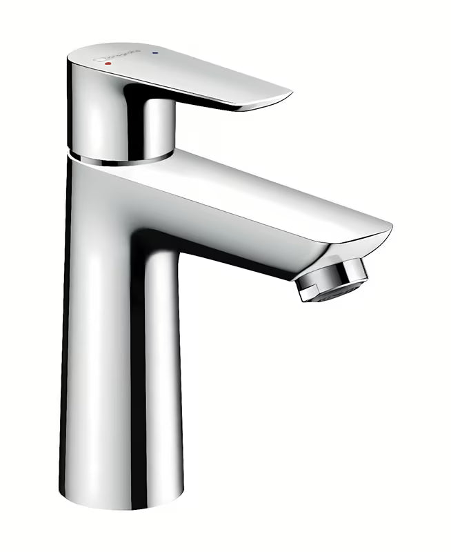 Chrominis praustuvo svirtinis maišytuvas Hansgrohe Talis E 110 su praustuvo dugno vožtuvas su traukute