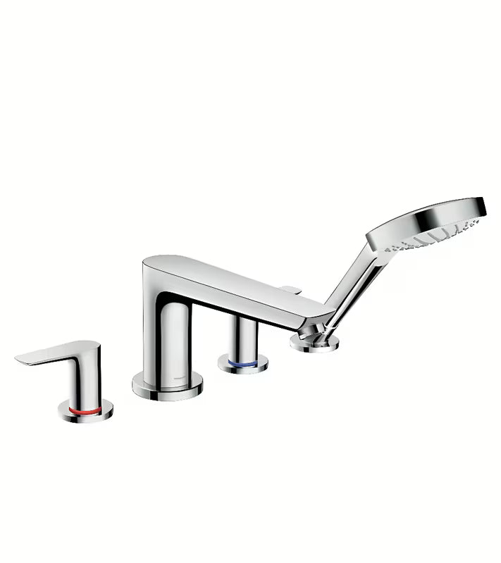 Hansgrohe Talis E klasikiniai maišytuvai vonios maišytuvas ant vonios krašto chromo spalvos su rankiniu dušeliu