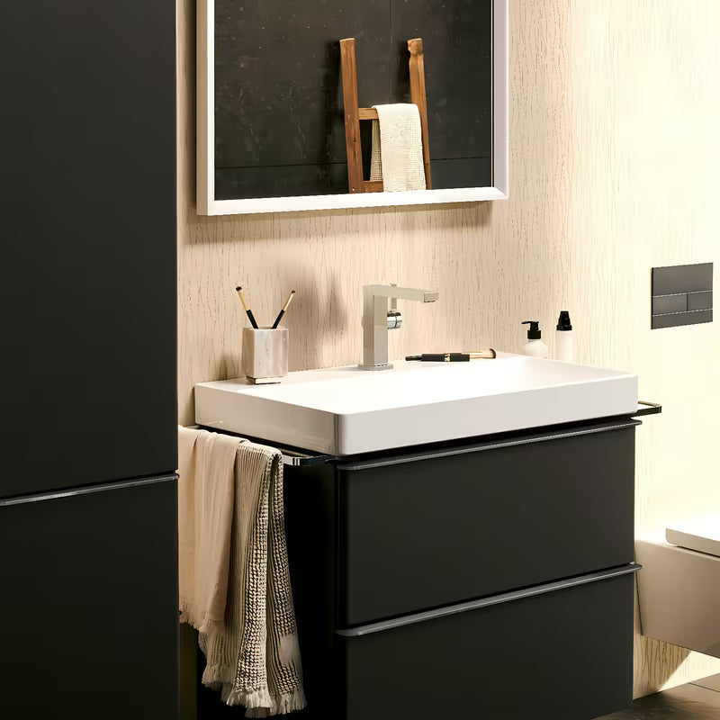 Chromuota svirtinis praustuvo maišytuvas Hansgrohe Tecturis E su šonine rankenėle ir dugno vožtuvu