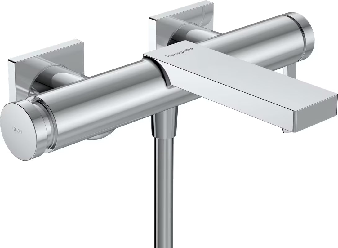 Sieninė svirtinis vonios maišytuvas Hansgrohe Tecturis E chromo spalvos su mygtuku Select