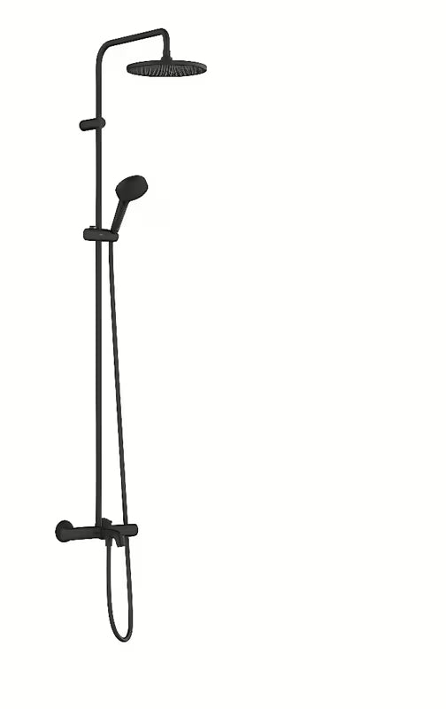 Hansgrohe Vernis Blend dušo sistema su vonios termostatiniu matinės juodos spalvos su viršutiniu dušu 240 mm