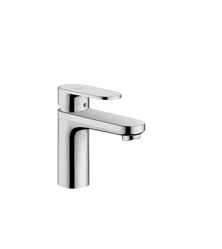 Chromuotas svirtinis praustuvo maišytuvas hansgrohe Vernis Blend 100 su CoolStart ir dugno vožtuvu su traukute