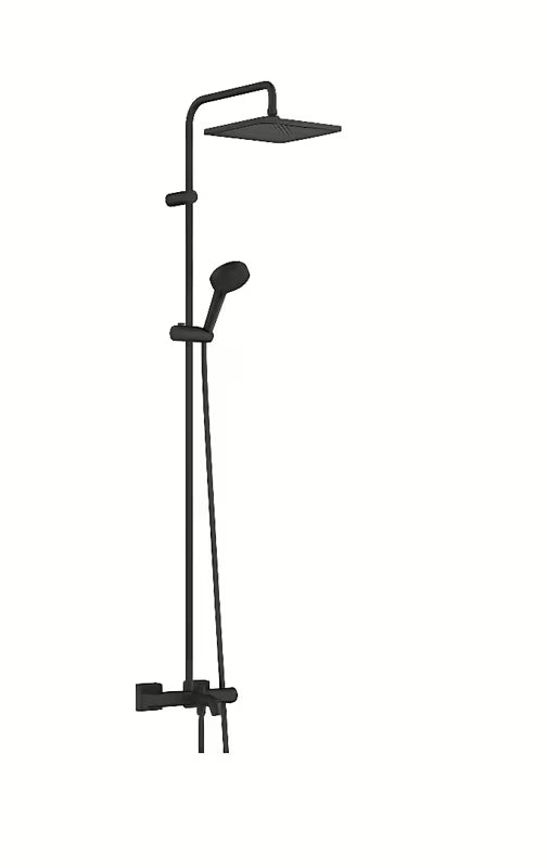 Hansgrohe Vernis Shape dušo sistema su vonios termostatiniu matinės juodos spalvos su viršutiniu dušu 240 mm