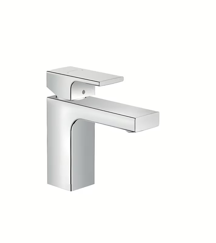 Chromuotas praustuvo svirtinis maišytuvas Hansgrohe Vernis Shape 100 su praustuvo dugno vožtuvas su traukute