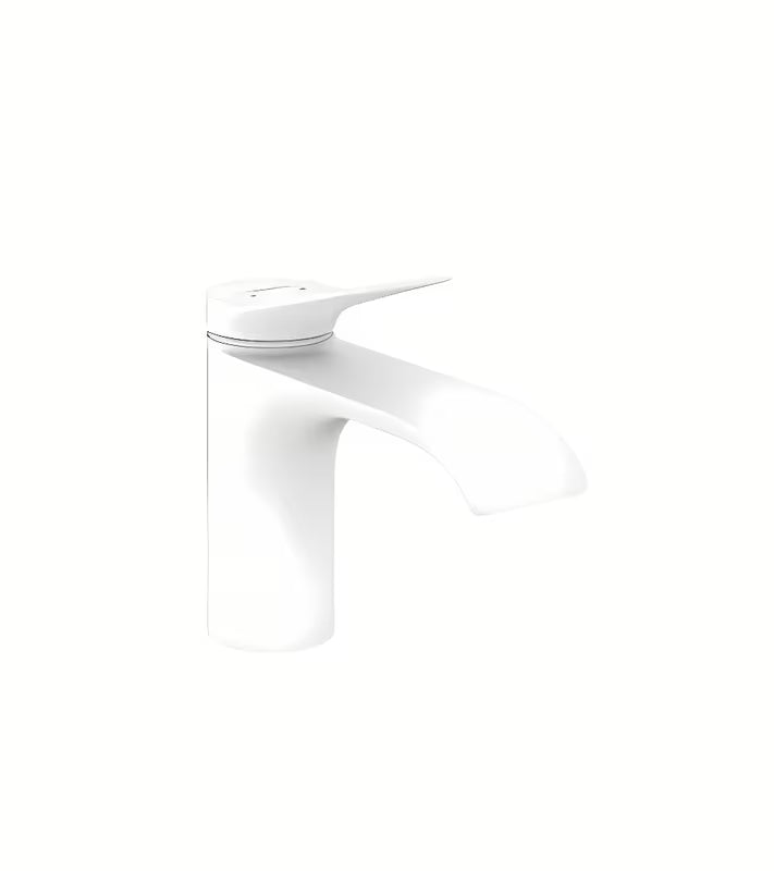 Hansgrohe Vivenis svirtinis praustuvo maišytuvas matinės baltos spalvos su itin plačia WaterfallStream srove