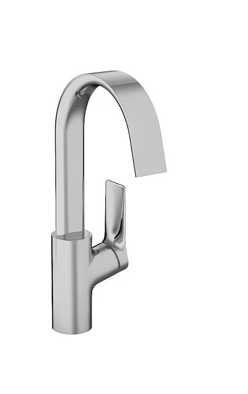 Chromuota svirtinis virtuvinis maišytuvas Hansgrohe Vivenis su pasukamu snapu ir plačia WaterfallStream srove