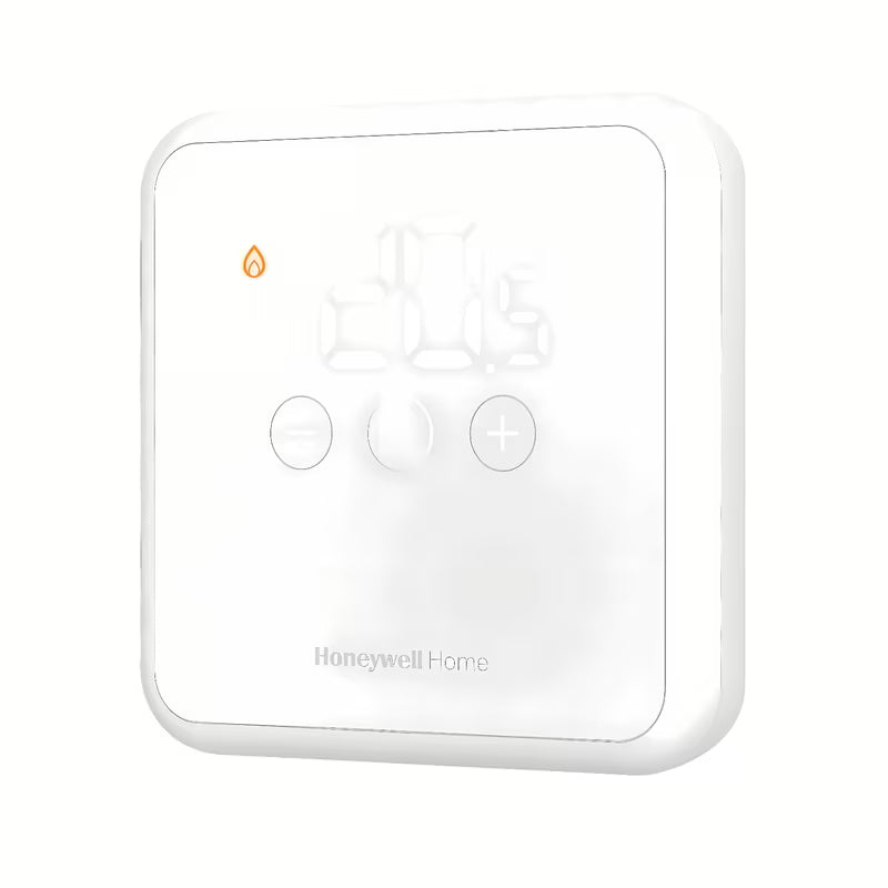 Baltas laidinis skaitmeninis kambario termostatas Honeywell DT4 su LED ekranu ir jutikliniais mygtukais