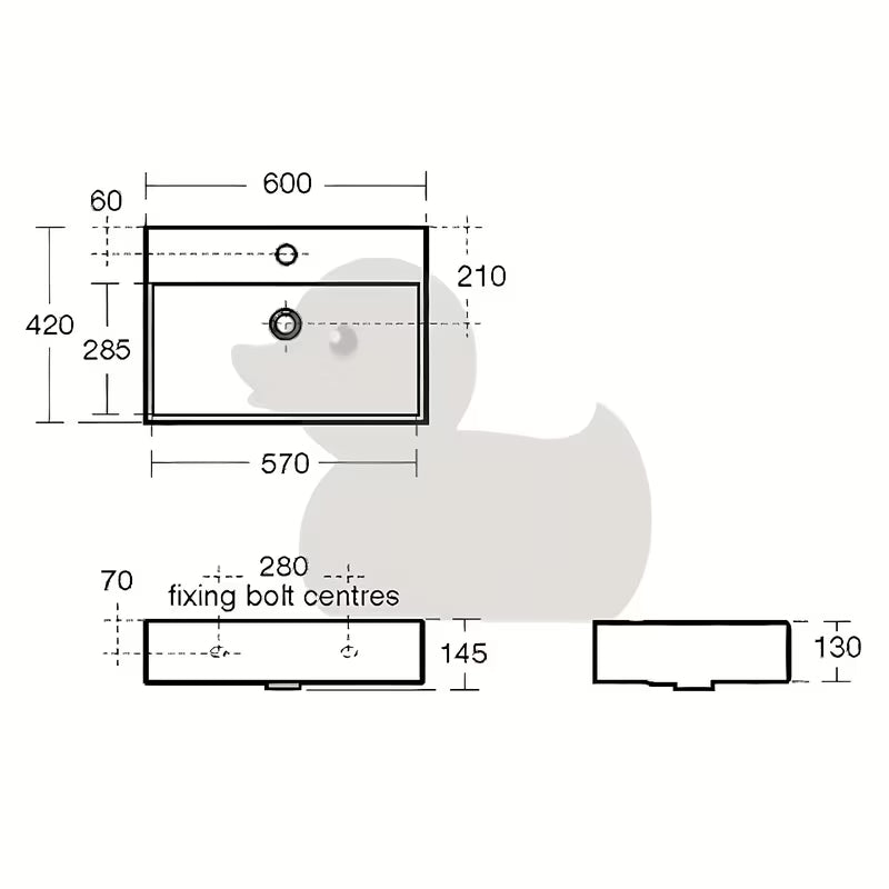 Ideal Standard Strada pakabinami kampuotas baltos spalvos praustuvas su anga maišytuvui centre