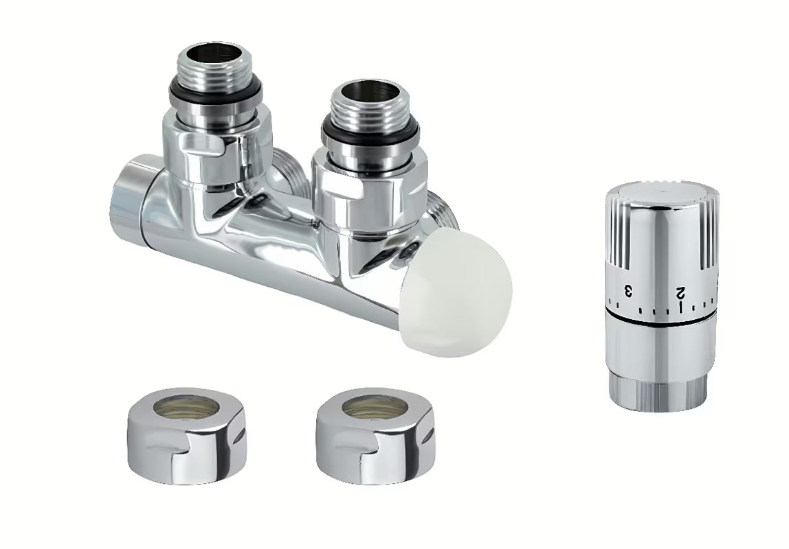 Isan Chrome termostatinis komplektas kampinis, centrinis, chromo spalvos, dešininis variantas